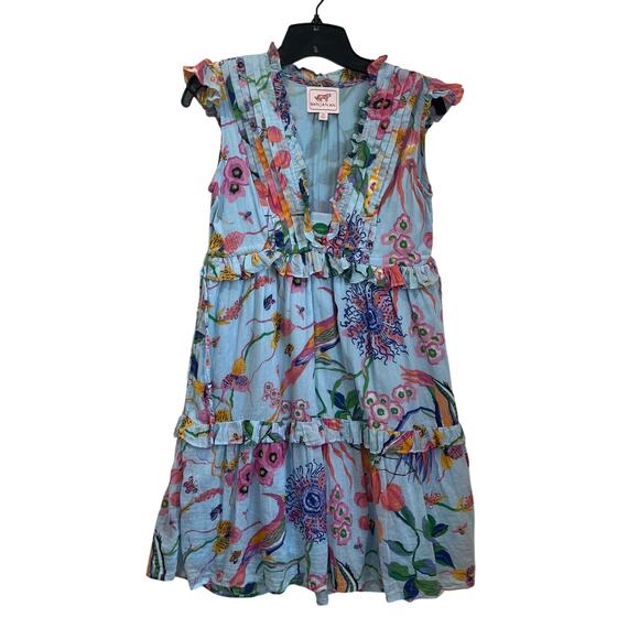 Banjanan Chandra 100% Cotton Ruffle Tiered Sleeveless Printed Dress XS - Picture 3 of 9